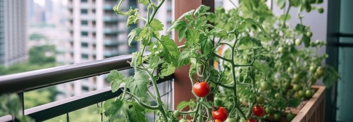 Tomaten pflanze auf dem Balkon 